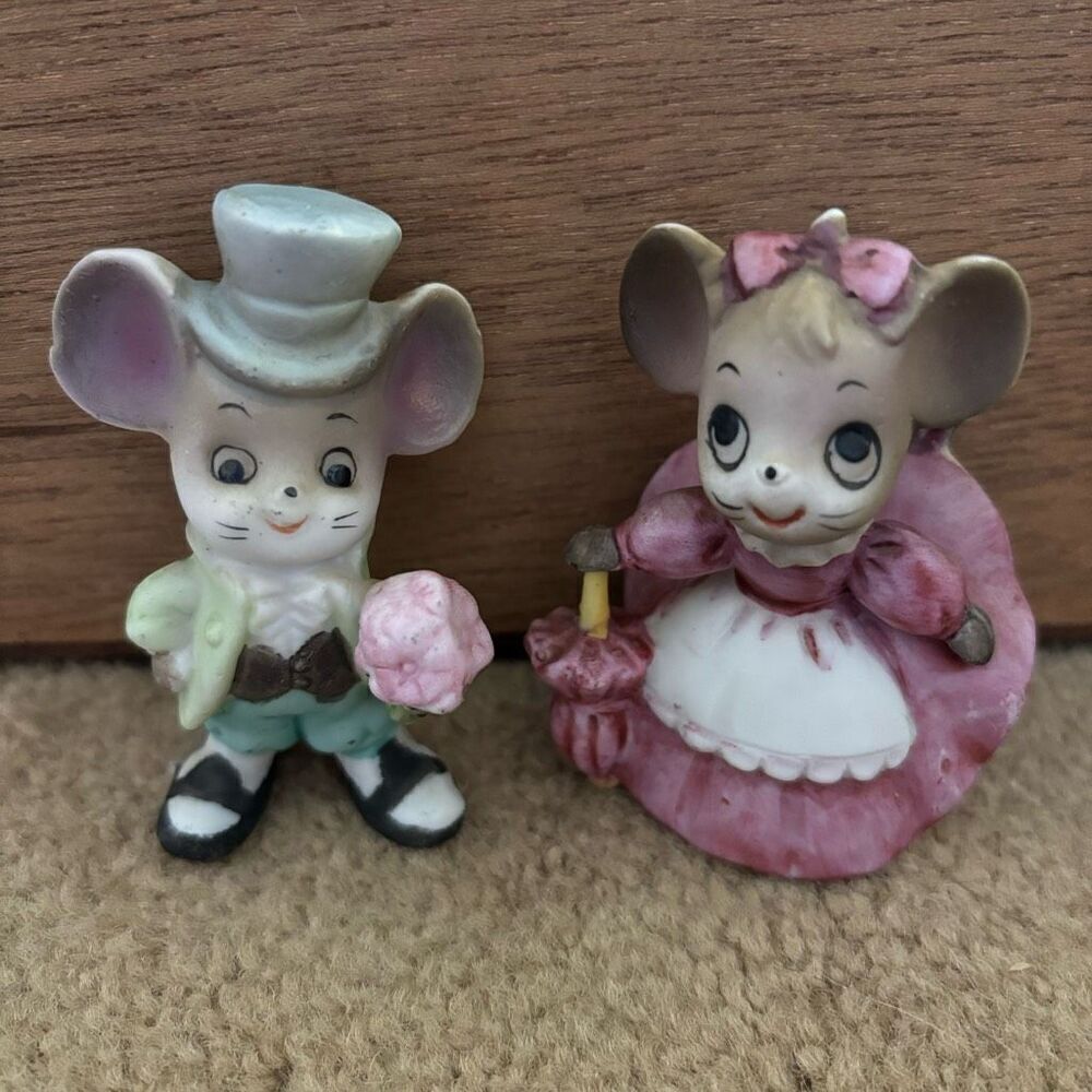 Vintage Mouse Couple 3” Figurines Taiwan